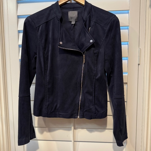 Lyssé Essential VEGAN Suede Jacket Navy S - Picture 1 of 11